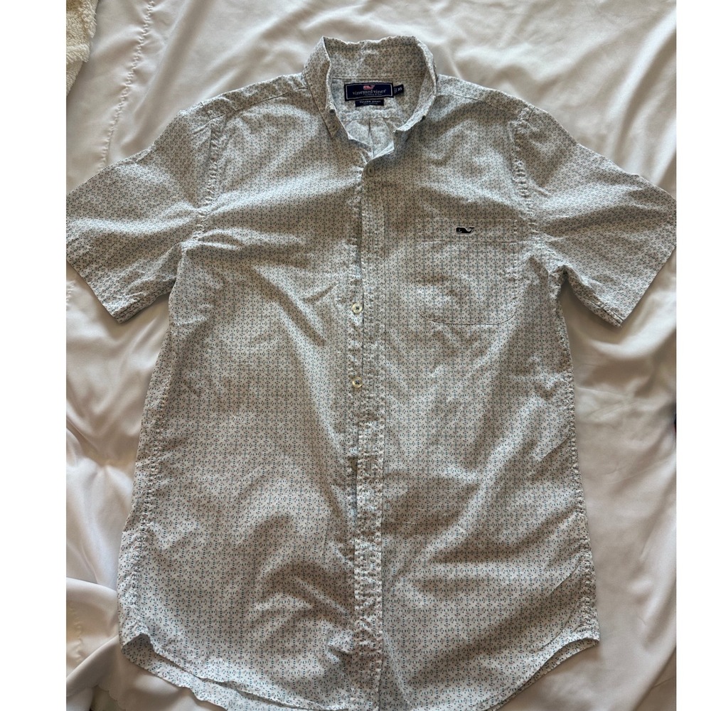 Vineyard Vines Tucker Shirt Mens XS Geometric Print Short Sleeve Button Down